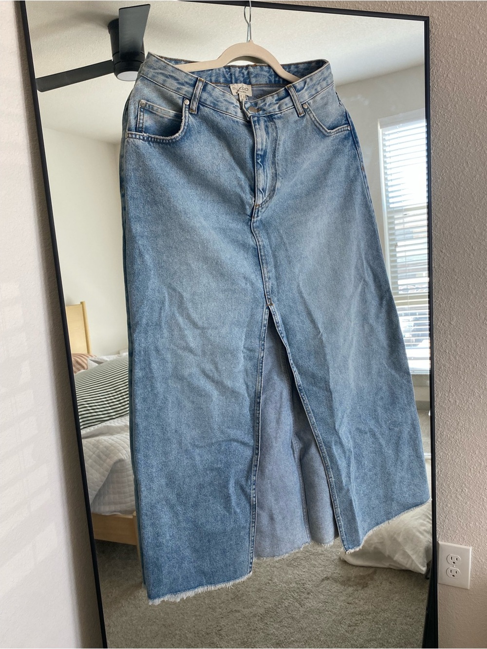 Anthropologie Light Blue Denim Front-Slit Maxi Skirt - Pilcro - Size 10